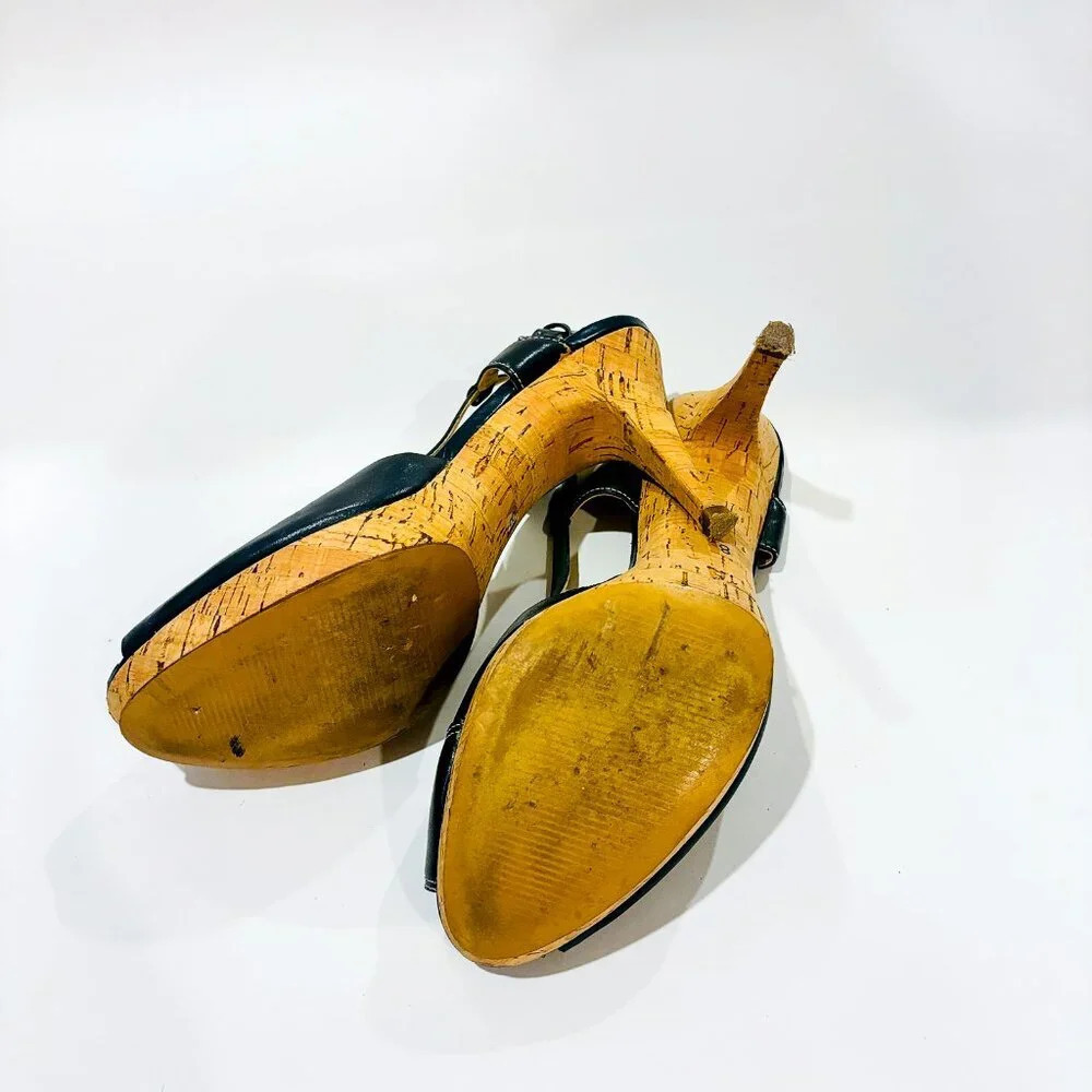 MARC FISHER Valma Cork Peep Toe Heels - Picture 8 of 8